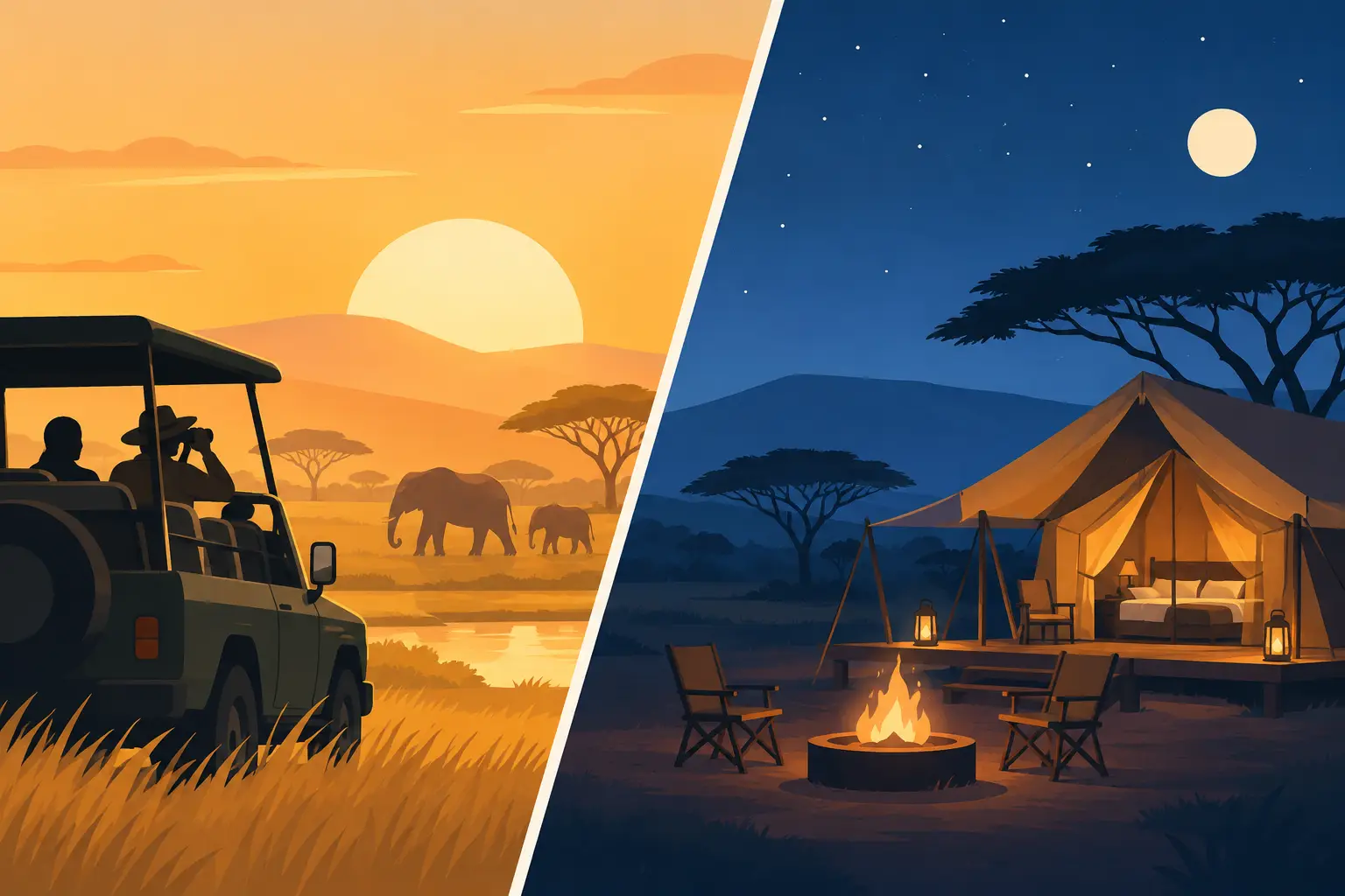 Sunrise Safari Versus Overnight Stay Compared